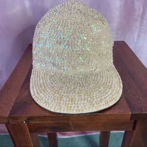 Sequin Baseball Cap Cream & Tan